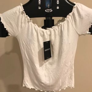 New w/ Tags Forever 21 Ruffle Crop Top, White